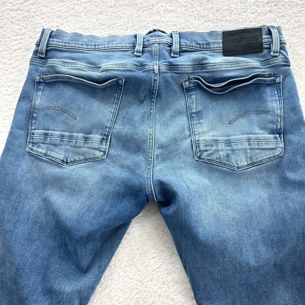 G-Star Original Jeans Mens 40X 33 Light Blue Raw Stretch Skinny - INSEAM ALTERED